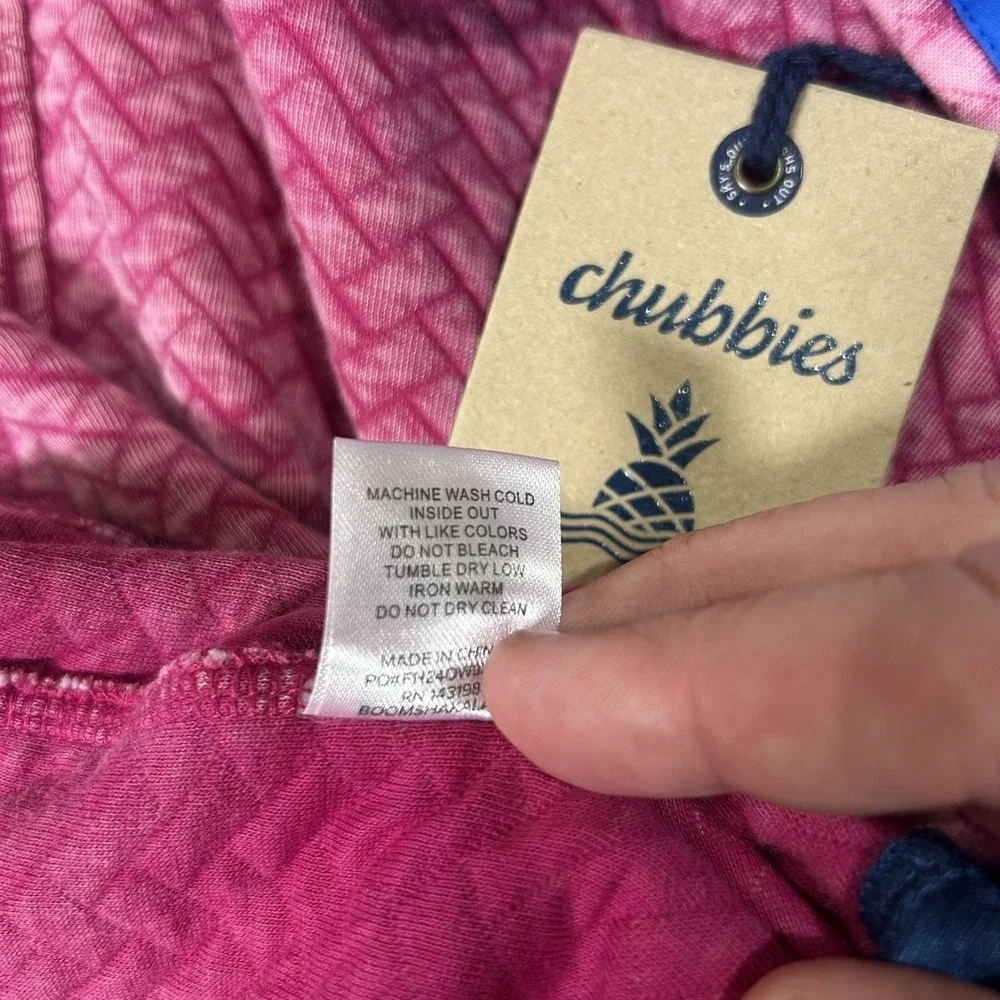 NWT Chubbies The Let Me Pink Blue 1/4 Zip Quilted Jacket Fleece‎ Mens XL